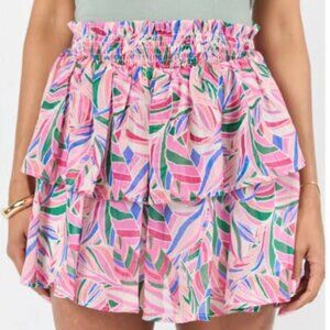 Breezy Multi Tropical Tiered Skort | Pink Lily